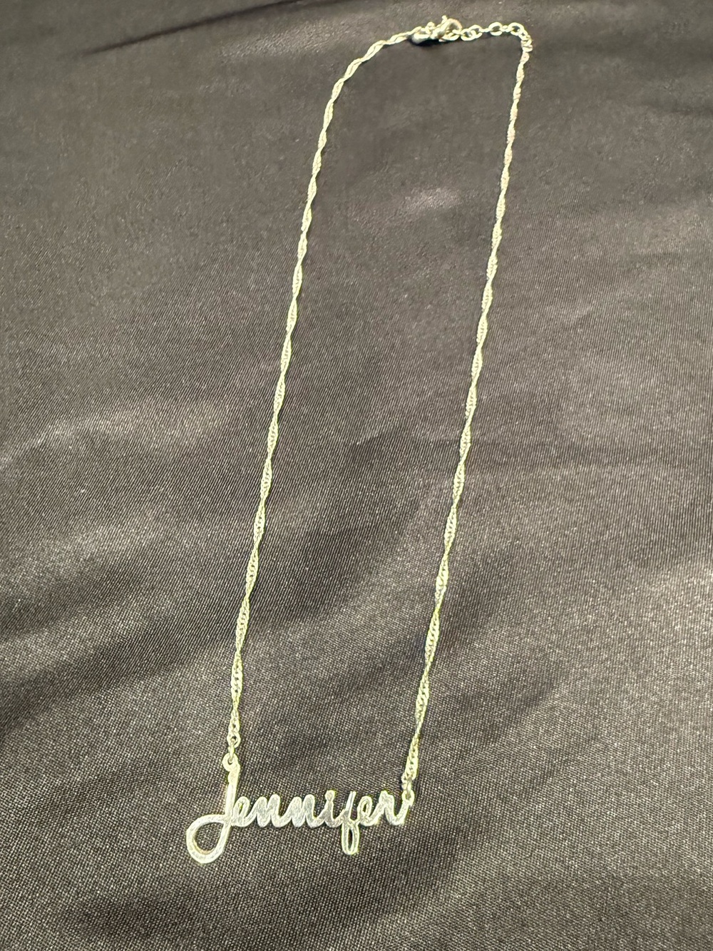 Sterling Silver “Jennifer” Name Necklace Cursive Script Twisted Rope Chain - Picture 5 of 7